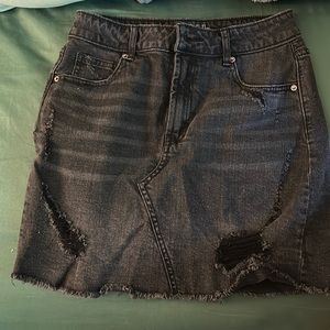 wild fable long black ripped jean skirt